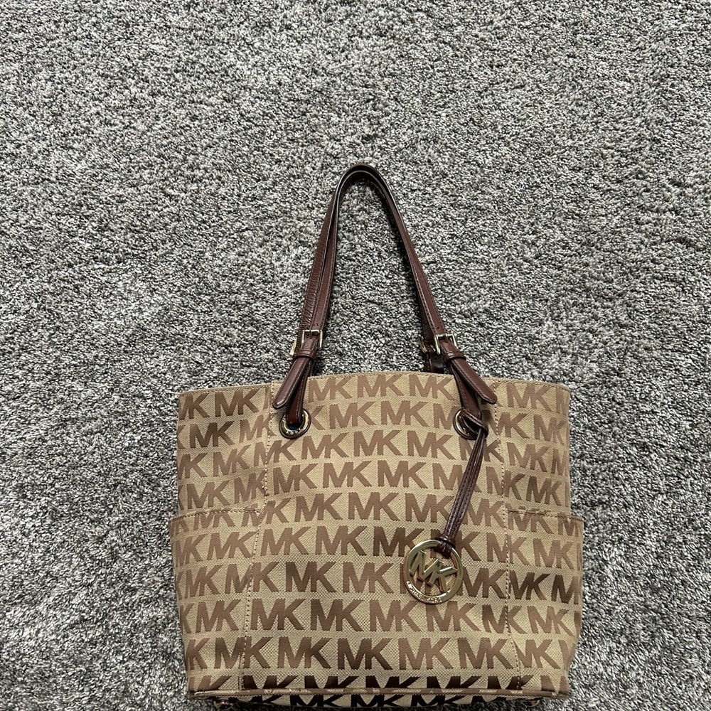 Michael Kors Brown Signature Tote with Leather Handles